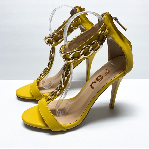 FSJ Sexy Chain Open Toe Ankle Strap Sandals Pumps - Picture 3 of 7